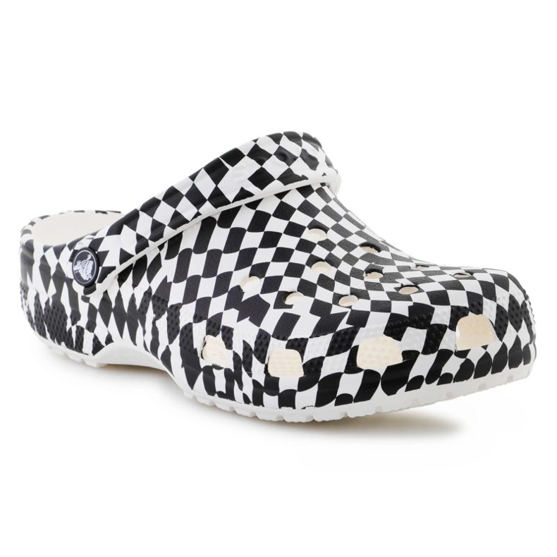 Klapki Crocs Classic warped checker clog 211007-103 w kratkę białe 1