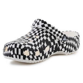 Klapki Crocs Classic warped checker clog 211007-103 w kratkę białe 3