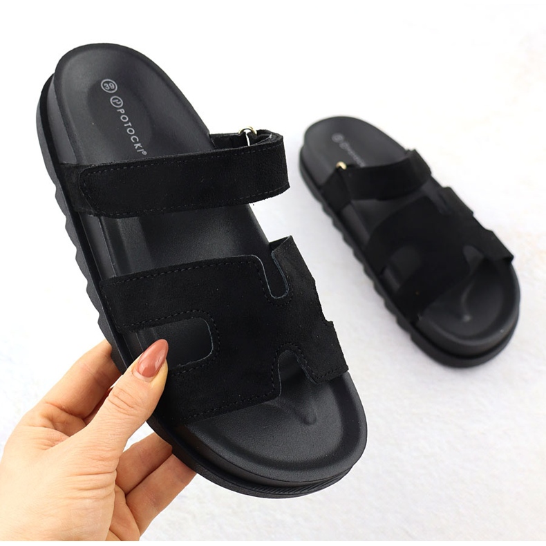 Klapki damskie czarne Potocki GN17303 1