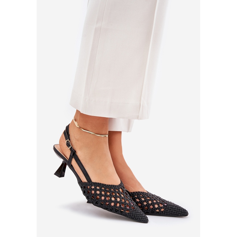 Szpilki Ze Szpiczastym Noskiem I Odkrytą Piętą Czarne 1