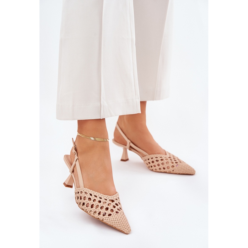 Szpilki Ze Szpiczastym Noskiem I Odkrytą Piętą Beżowe beżowy 2