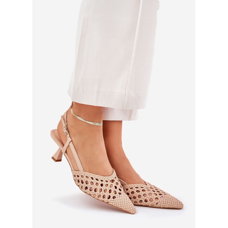 Szpilki Ze Szpiczastym Noskiem I Odkrytą Piętą Beżowe beżowy 1