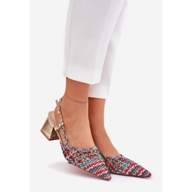 Sandały Na Słupku Z Plecionką I Szpiczastymi Noskami Multikolor wielokolorowe 1