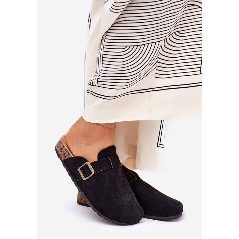 Klapki Chodaki Damskie i Na Platformie Z Klamrą Czarne 1