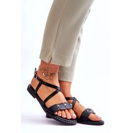 Sandałki damskie z ćwiekami S.Barski KV-YXD072-1 czarne 5