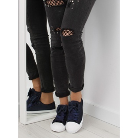 Trampki damskie satynowe granatowe 1