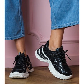Czarne sneakersy sportowe na grubej podeszwie 3