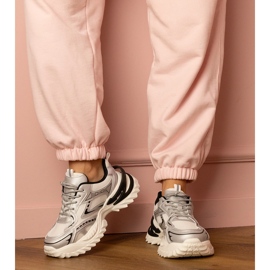 Srebrne sneakersy sportowe na grubej podeszwie srebrny 2