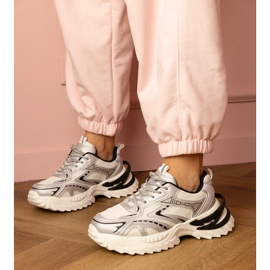 Srebrne sneakersy sportowe na grubej podeszwie srebrny 3
