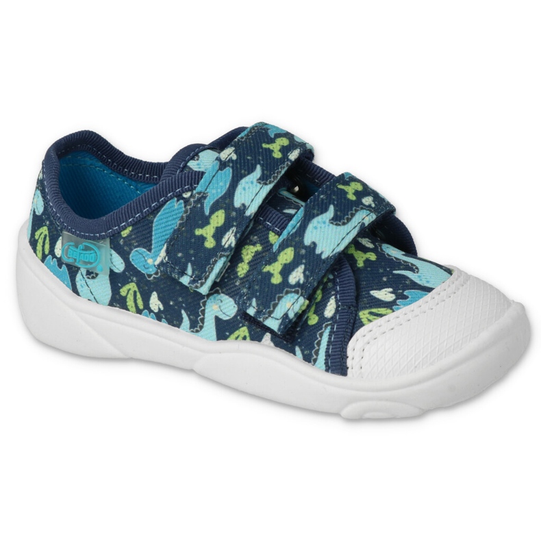 Befado kapcie dziecięce na rzepy granatowe 907P157 w smoki niebieskie 1