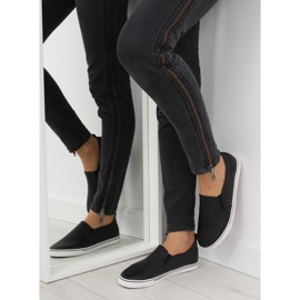 Trampki slip-on licowe czarne xl08p Black 2