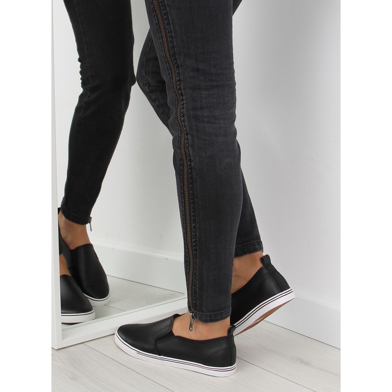 Trampki slip-on licowe czarne xl08p Black 1