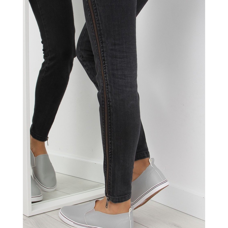 Trampki slip-on licowe szare xl08p Grey 1