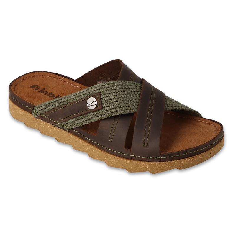 Inblu klapki męskie 158M023 brązowo-zielone brązowe 1