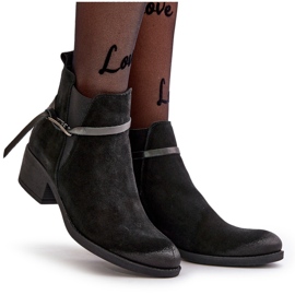 Zazoo 60478 zamszowe botki na obcasie ocieplane zapinane na zamek czarne 5