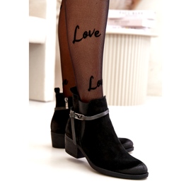 Zazoo 60478 zamszowe botki na obcasie ocieplane zapinane na zamek czarne 3