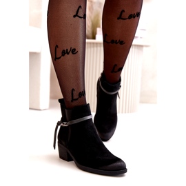 Zazoo 60478 zamszowe botki na obcasie ocieplane zapinane na zamek czarne 2