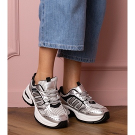 Srebrne sneakersy damskie sportowe srebrny 2