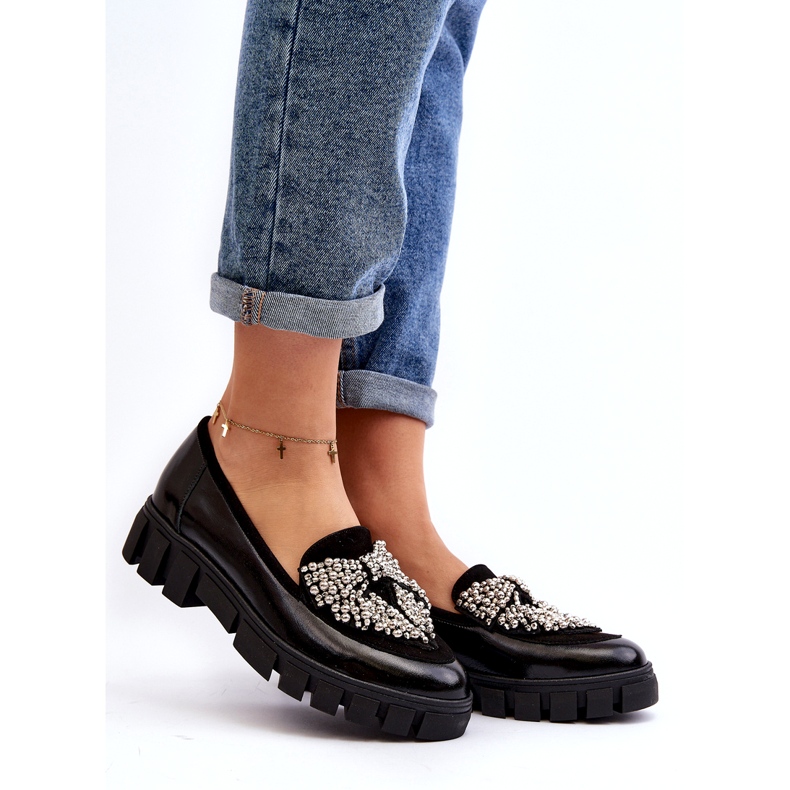 Lakierowane Mokasyny Damskie Laura Messi 2785 Czarne 1