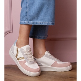 Wielokolorowe sneakersy trampki zdobione brokatem białe 2