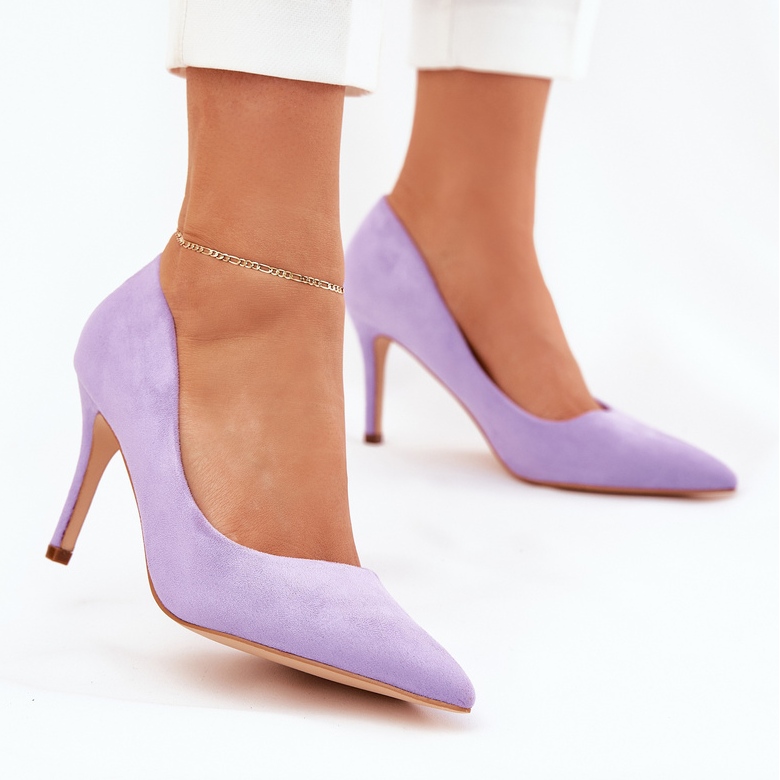 Szpilki Z Eko Zamszu Fioletowe 2