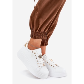 Sneakersy Damskie Na Platformie Z Przypinkami Białe 1