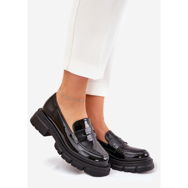 Mokasyny Damskie Lakierowane Czarne 1