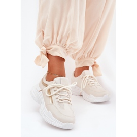 Sneakersy Buty Sportowe Damskie Na Grubej Podeszwie Beżowe beżowy 2