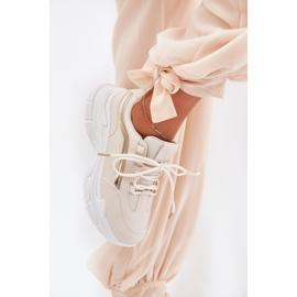 Sneakersy Buty Sportowe Damskie Na Grubej Podeszwie Beżowe beżowy 6