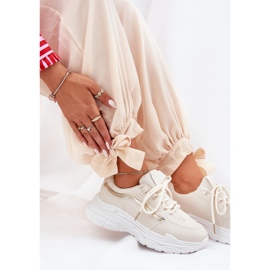Sneakersy Buty Sportowe Damskie Na Grubej Podeszwie Beżowe beżowy 7