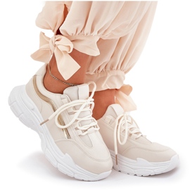 Sneakersy Buty Sportowe Damskie Na Grubej Podeszwie Beżowe beżowy 9