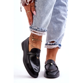 Mokasyny damskie czarne z ozdobną kłódką 4