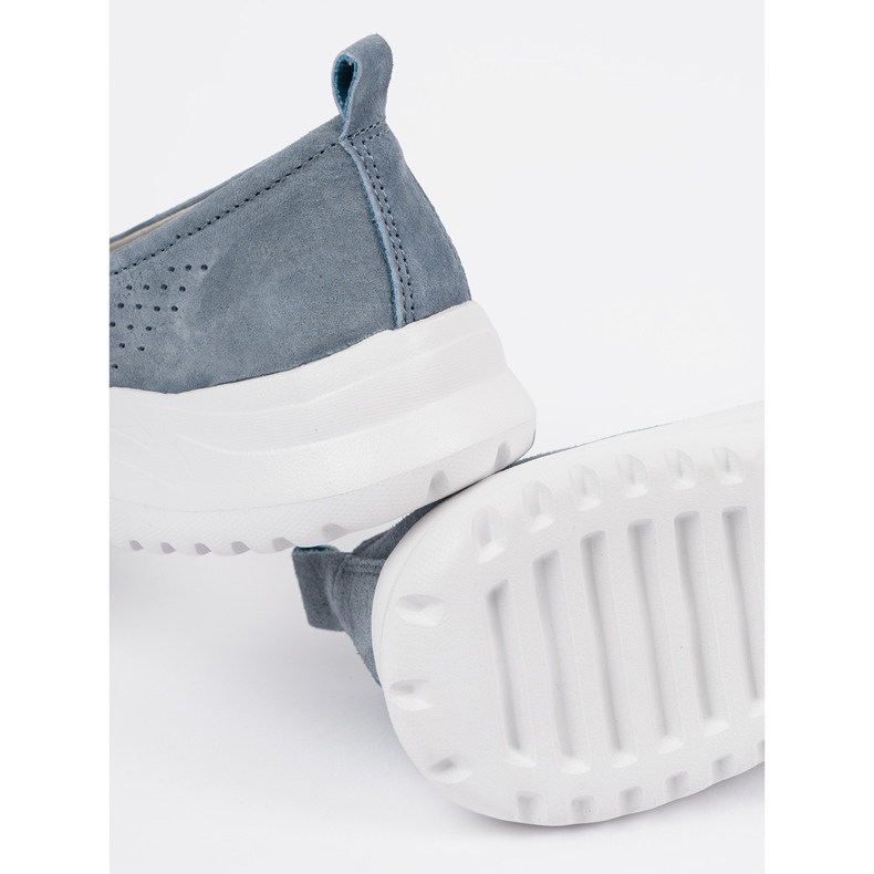 Goodin Skórzane niebieskie mokasyny na platformie 2