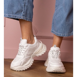 Białe sneakersy sportowe na grubej podeszwie 3
