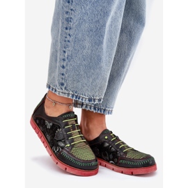 Skórzane Półbuty Damskie Wzorzyste Maciejka 06784-20 Czarne 1