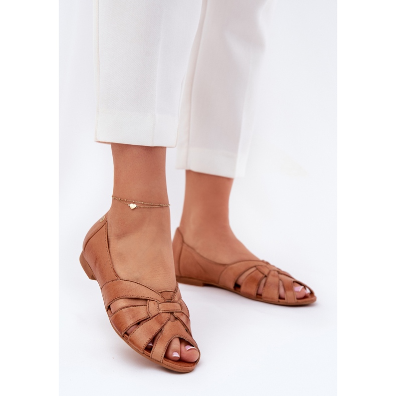 Skórzane Baleriny Z Odkrytymi Palcami Maciejka 06908-29/001-1 Brązowe 2