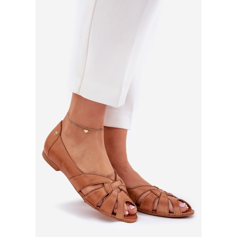 Skórzane Baleriny Z Odkrytymi Palcami Maciejka 06908-29/001-1 Brązowe 1