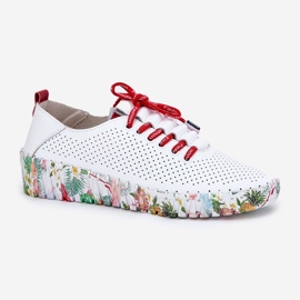 Skórzane buty Na Wzorzystej Platformie Artiker 54C1567 Biało-Czerwone białe 5