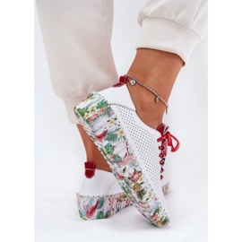 Skórzane buty Na Wzorzystej Platformie Artiker 54C1567 Biało-Czerwone białe 9