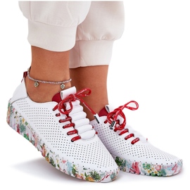 Skórzane buty Na Wzorzystej Platformie Artiker 54C1567 Biało-Czerwone białe 11