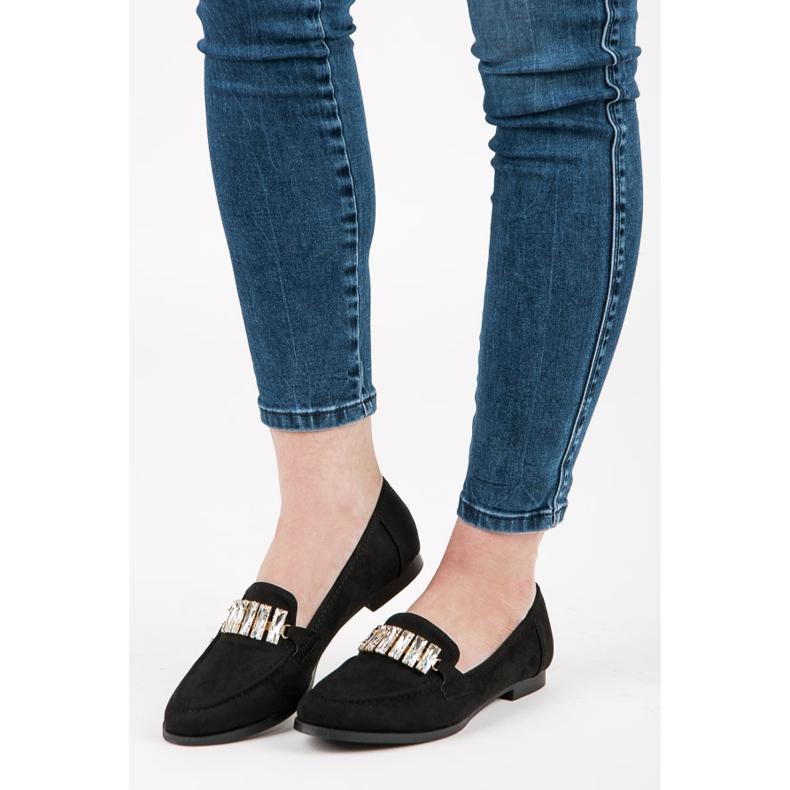 Vices Zamszowe półbuty z ozdobą czarne 1