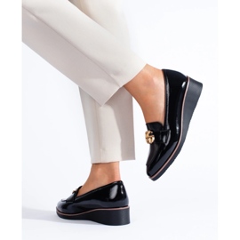 W. Potocki Lordsy damskie Potocki na koturnie czarne 2