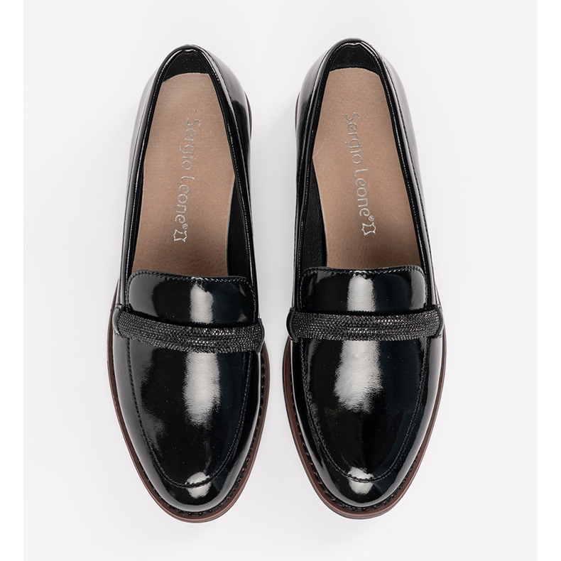 Mokasyny ze skórzaną wkładką Sergio Leone czarne 2