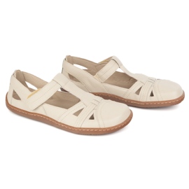 Buty damskie Barefoot Ultralekkie półsandały Olivier 1285 na rzep beżowe beżowy 2