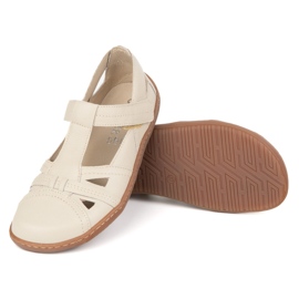 Buty damskie Barefoot Ultralekkie półsandały Olivier 1285 na rzep beżowe beżowy 3