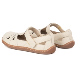 Buty damskie Barefoot Ultralekkie półsandały Olivier 1285 na rzep beżowe beżowy 4