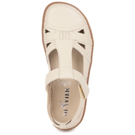 Buty damskie Barefoot Ultralekkie półsandały Olivier 1285 na rzep beżowe beżowy 5