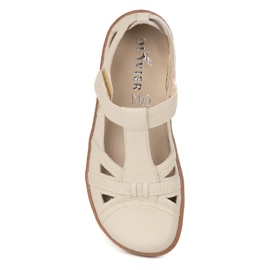 Buty damskie Barefoot Ultralekkie półsandały Olivier 1285 na rzep beżowe beżowy 6