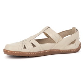 Buty damskie Barefoot Ultralekkie półsandały Olivier 1285 na rzep beżowe beżowy 7