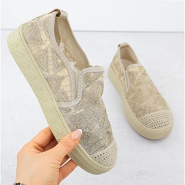 Espadryle damskie wsuwane z koronką beżowe Artiker 56C2127 beżowy 1